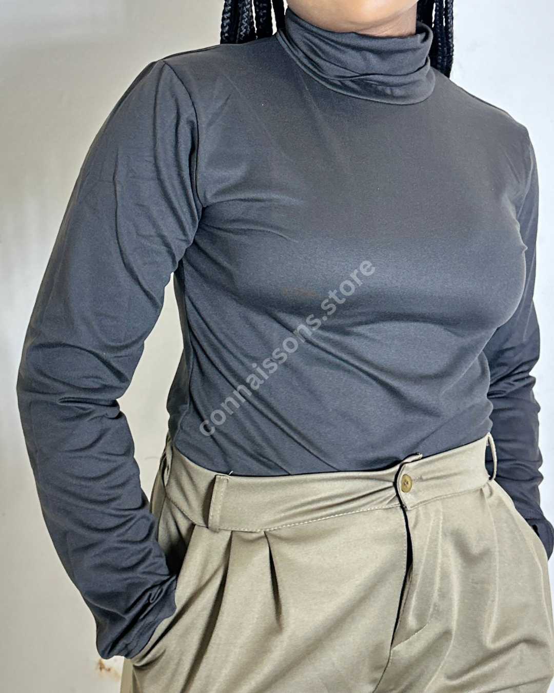 Basic Turtleneck Top - Black