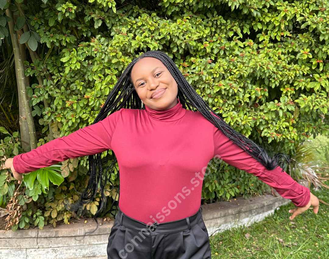 Basic Turtleneck Top - Burgundy